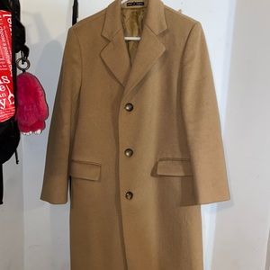 Adam Spencer mid calf length camel coat